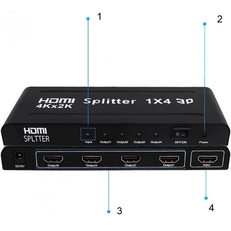 Splitter Hdmi X K K D Fullhd Rozdzielacz Hdcp