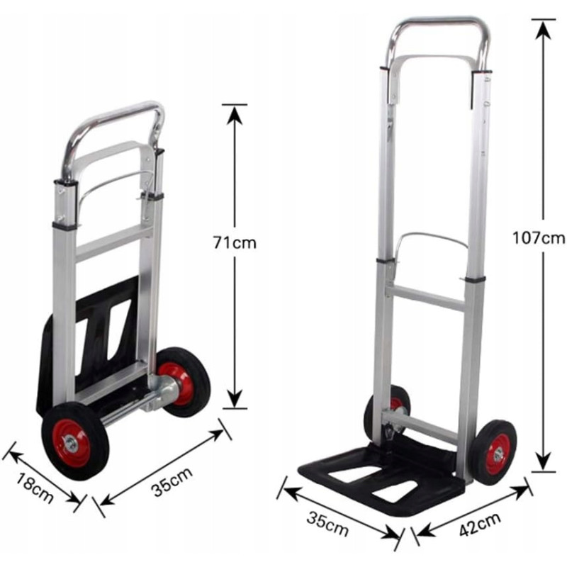 Lekki Wózek Transportowy Młynarka Składany Aluminium Magazynowy Mocny 90kg