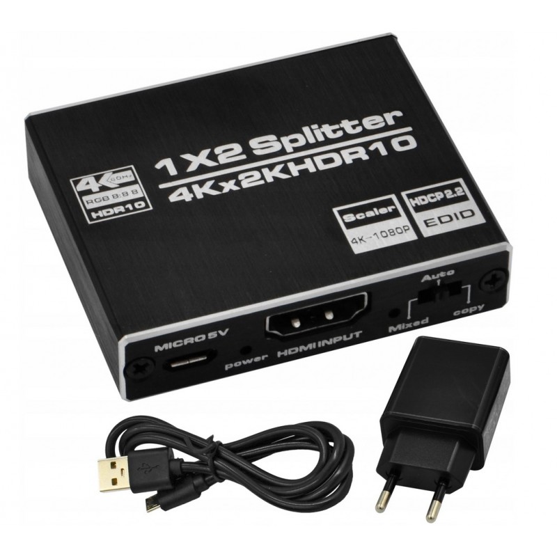 SPLITTER HDMI 2.0 1x2 4K UHD HDCP 2.2 Rozdzielacz