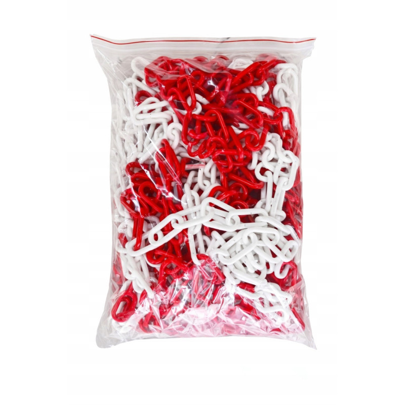 Łańcuch Plastikowy Ostrzegawczy BIAŁO-CZERWONY 6MM PCV 25 M Drogowy