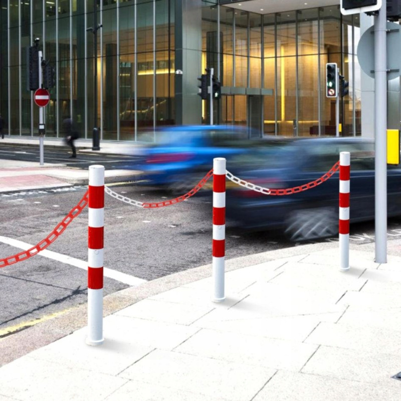 Łańcuch Plastikowy Ostrzegawczy BIAŁO-CZERWONY 6MM PCV 25 M Drogowy