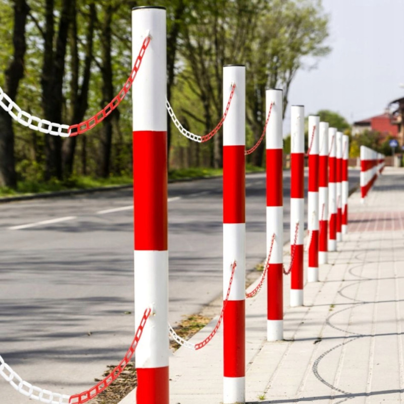 Łańcuch Plastikowy Ostrzegawczy BIAŁO-CZERWONY 6MM PCV 25 M Drogowy
