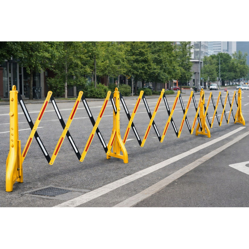 Barierka Nożycowa Składana 250 cm Odblask Zapora Drogowa PVC Żółto-Czarna