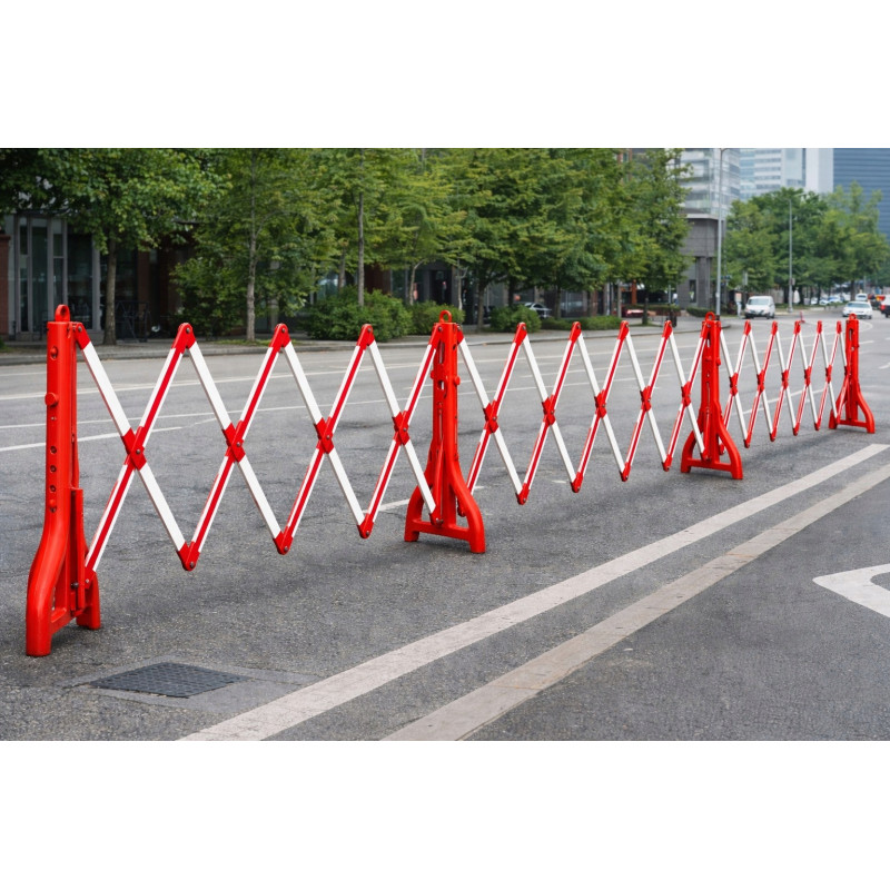 Barierka Nożycowa Składana 250 cm Odblask Zapora Drogowa PVC Czerwono-Biała
