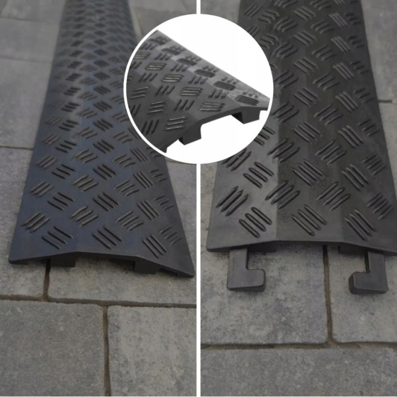 Najazd Progowy 100 CM Ochronny Kablowy Kanał Guma Czarny Maskownica Czarny