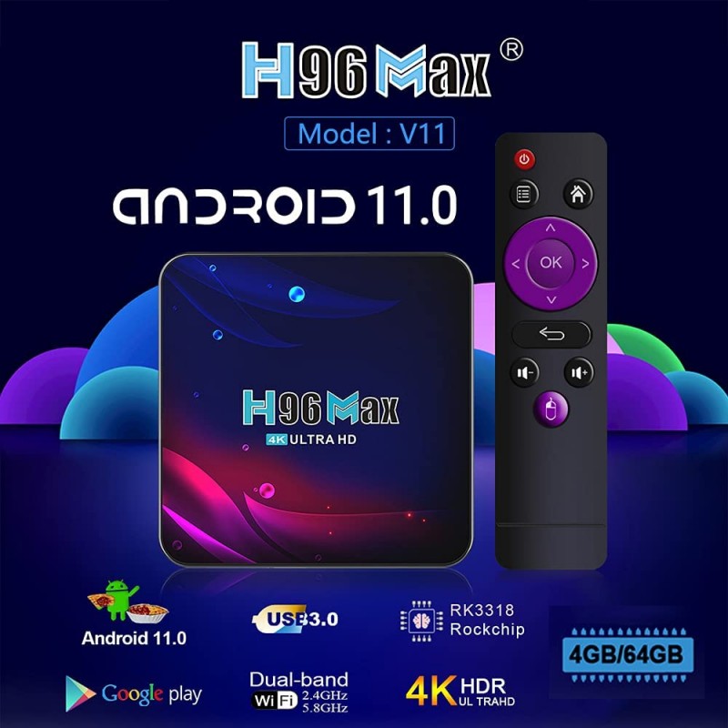 H96 MAX 4/64GB ANDROID Smart TV BOX PRZYSTAWKA 4K