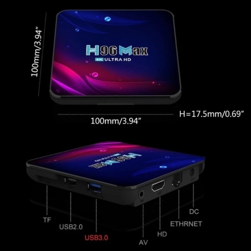 H96 MAX 4/64GB ANDROID Smart TV BOX PRZYSTAWKA 4K